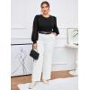 imageMilumia Womens Plus Size Crew Neck Mesh Long Sleeve Bodysuit Leotards Shirts JumpsuitBlack