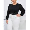 imageMilumia Womens Plus Size Crew Neck Mesh Long Sleeve Bodysuit Leotards Shirts JumpsuitBlack
