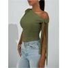 imageMilumia Womens Ruched One Off The Shoulder Tank Tops Asymmetrical Neck Tie Shoulder Going Out TopGreen