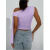 imageMilumia Womens Ruched One Off The Shoulder Tank Tops Asymmetrical Neck Tie Shoulder Going Out TopMauve Purple