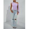 imageMilumia Womens Ruched One Off The Shoulder Tank Tops Asymmetrical Neck Tie Shoulder Going Out TopMauve Purple