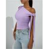 imageMilumia Womens Ruched One Off The Shoulder Tank Tops Asymmetrical Neck Tie Shoulder Going Out TopMauve Purple