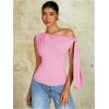 imageMilumia Womens Ruched One Off The Shoulder Tank Tops Asymmetrical Neck Tie Shoulder Going Out TopPink