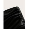imageMilumia Womens Ruched Pu Leather Tube Top Strapless Split Hem Bandeaus PartywearBlack