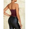 imageMilumia Womens Ruched Pu Leather Tube Top Strapless Split Hem Bandeaus PartywearBurgundy