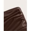 imageMilumia Womens Ruched Pu Leather Tube Top Strapless Split Hem Bandeaus PartywearCoffee Brown