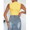 imageMilumia Womens Ruched Tank Top Sleeveless Mock Neck Bodysuit Fitted Jumpsuit TopsYellow