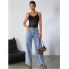 imageMilumia Womens Sexy Floral Lace Sheer Mesh Corset Bodysuit Spaghetti Strap Cami Tops Going OutAll Black