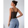 imageMilumia Womens Sexy Floral Lace Sheer Mesh Corset Bodysuit Spaghetti Strap Cami Tops Going OutAll Black