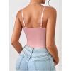 imageMilumia Womens Sexy Floral Lace Sheer Mesh Corset Bodysuit Spaghetti Strap Cami Tops Going OutAll Pink