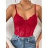 imageMilumia Womens Sexy Floral Lace Sheer Mesh Corset Bodysuit Spaghetti Strap Cami Tops Going OutAll Red