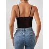 imageMilumia Womens Sexy Floral Lace Sheer Mesh Corset Bodysuit Spaghetti Strap Cami Tops Going OutBlack
