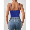 imageMilumia Womens Sexy Floral Lace Sheer Mesh Corset Bodysuit Spaghetti Strap Cami Tops Going OutDeep Blue