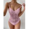 imageMilumia Womens Sexy Floral Lace Sheer Mesh Corset Bodysuit Spaghetti Strap Cami Tops Going OutGrey Pink