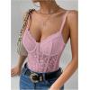imageMilumia Womens Sexy Floral Lace Sheer Mesh Corset Bodysuit Spaghetti Strap Cami Tops Going OutGrey Pink