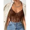 imageMilumia Womens Sexy Floral Lace Sheer Mesh Corset Bodysuit Spaghetti Strap Cami Tops Going OutLight Brown