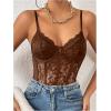 imageMilumia Womens Sexy Floral Lace Sheer Mesh Corset Bodysuit Spaghetti Strap Cami Tops Going OutLight Brown