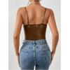 imageMilumia Womens Sexy Floral Lace Sheer Mesh Corset Bodysuit Spaghetti Strap Cami Tops Going OutLight Brown