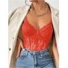 imageMilumia Womens Sexy Floral Lace Sheer Mesh Corset Bodysuit Spaghetti Strap Cami Tops Going OutOrange
