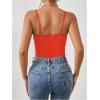 imageMilumia Womens Sexy Floral Lace Sheer Mesh Corset Bodysuit Spaghetti Strap Cami Tops Going OutOrange