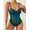 imageMilumia Womens Sexy Floral Lace Sheer Mesh Corset Bodysuit Spaghetti Strap Cami Tops Going OutTeal Blue