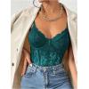 imageMilumia Womens Sexy Floral Lace Sheer Mesh Corset Bodysuit Spaghetti Strap Cami Tops Going OutTeal Blue