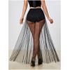 imageMilumia Womens Sheer Mesh Skirt See Through A Line High Waist Maxi SkirtBlack Striped