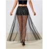 imageMilumia Womens Sheer Mesh Skirt See Through A Line High Waist Maxi SkirtGold Star