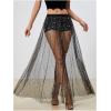 imageMilumia Womens Sheer Mesh Skirt See Through A Line High Waist Maxi SkirtGold Star