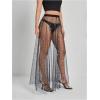 imageMilumia Womens Sheer Mesh Skirt See Through A Line High Waist Maxi SkirtSilver
