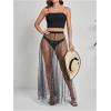 imageMilumia Womens Sheer Mesh Skirt See Through A Line High Waist Maxi SkirtSilver