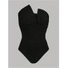 imageMilumia Womens Strapless Ruched Bodysuit Elegant Sleeveless Slim Fit Work Bandeau TopBlack