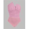 imageMilumia Womens Strapless Ruched Bodysuit Elegant Sleeveless Slim Fit Work Bandeau TopCoral Pink