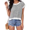 imageMilumia Womens Striped Short Sleeve Sweater Vest 2025 Summer Cap Sleeve Pullover Tank TopBlack