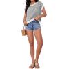 imageMilumia Womens Striped Short Sleeve Sweater Vest 2025 Summer Cap Sleeve Pullover Tank TopBlack