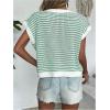 imageMilumia Womens Striped Short Sleeve Sweater Vest 2025 Summer Cap Sleeve Pullover Tank TopGreen Multi