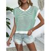 imageMilumia Womens Striped Short Sleeve Sweater Vest 2025 Summer Cap Sleeve Pullover Tank TopGreen Multi