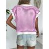 imageMilumia Womens Striped Short Sleeve Sweater Vest 2025 Summer Cap Sleeve Pullover Tank TopHot Pink