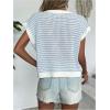 imageMilumia Womens Striped Short Sleeve Sweater Vest 2025 Summer Cap Sleeve Pullover Tank TopLight Blue