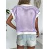 imageMilumia Womens Striped Short Sleeve Sweater Vest 2025 Summer Cap Sleeve Pullover Tank TopPurple
