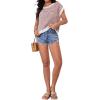 imageMilumia Womens Striped Short Sleeve Sweater Vest 2025 Summer Cap Sleeve Pullover Tank TopRed