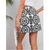 imageMilumia Womens Summer Boho Wrap Mini Skirt Allover Print High Waisted Knot Side Short Vacation Beach SkirtBlack