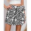 imageMilumia Womens Summer Boho Wrap Mini Skirt Allover Print High Waisted Knot Side Short Vacation Beach SkirtBlack