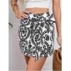 imageMilumia Womens Summer Boho Wrap Mini Skirt Allover Print High Waisted Knot Side Short Vacation Beach SkirtBlack