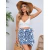 imageMilumia Womens Summer Boho Wrap Mini Skirt Allover Print High Waisted Knot Side Short Vacation Beach SkirtBlue