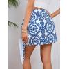 imageMilumia Womens Summer Boho Wrap Mini Skirt Allover Print High Waisted Knot Side Short Vacation Beach SkirtBlue