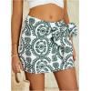 imageMilumia Womens Summer Boho Wrap Mini Skirt Allover Print High Waisted Knot Side Short Vacation Beach SkirtDark Green