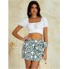 imageMilumia Womens Summer Boho Wrap Mini Skirt Allover Print High Waisted Knot Side Short Vacation Beach SkirtDark Green