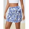 imageMilumia Womens Summer Boho Wrap Mini Skirt Allover Print High Waisted Knot Side Short Vacation Beach SkirtLight Blue