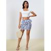 imageMilumia Womens Summer Boho Wrap Mini Skirt Allover Print High Waisted Knot Side Short Vacation Beach SkirtLight Blue